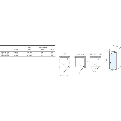 Drzwi prysznicowe 80 cm uchylne biały mat/szkło przezroczyste 03O40E01Z1 Ravak Nexty