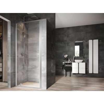 Drzwi prysznicowe 90 cm uchylne satyna mat/szkło przezroczyste 03O70U00Z1 Ravak Nexty