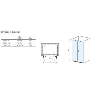 Drzwi prysznicowe 100 cm uchylne aluminium połysk/szkło przezroczyste 0QVACU0LZ1 Ravak Chrome