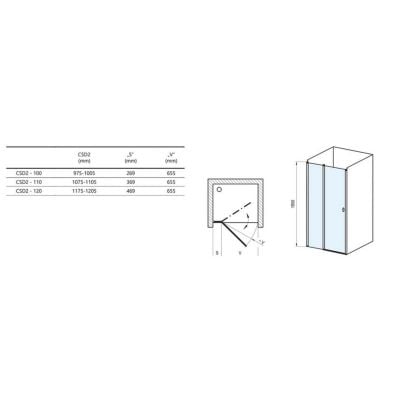 Drzwi prysznicowe 110 cm uchylne aluminium połysk/szkło przezroczyste 0QVDCC00Z1 Ravak Chrome