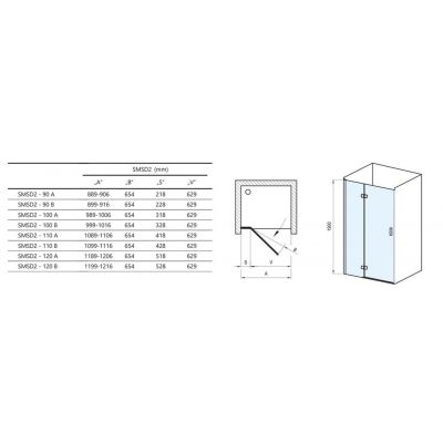 Drzwi prysznicowe 110 cm uchylne chrom połysk/szkło przezroczyste 0SLGBA00Z1 Ravak SmartLine