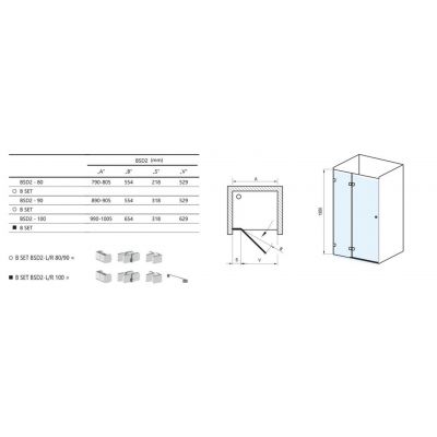 Drzwi prysznicowe 80 cm uchylne chrom połysk/szkło przezroczyste 0UL4AA00Z1 Ravak Brillant
