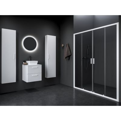 Drzwi prysznicowe 180 cm rozsuwane biały mat/szkło przezroczyste 0YMY0E00Z1 Ravak Blix II
