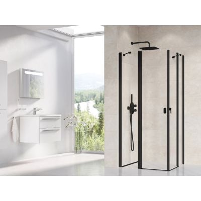 Drzwi prysznicowe 100 cm uchylne czarny mat/szkło przezroczyste 1QVA0300Z1 Ravak Chrome