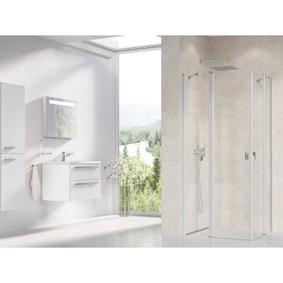 Drzwi prysznicowe 100 cm uchylne satyna mat/szkło przezroczyste 1QVA0U00Z1 Ravak Chrome