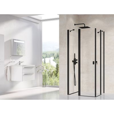 Drzwi prysznicowe 110 cm uchylne czarny mat/szkło przezroczyste 1QVD0300Z1 Ravak Chrome