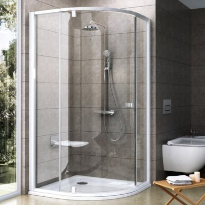 Kabina prysznicowa 90x90 cm półokrągła biały mat/szkło przezroczyste 37677101Z1 Ravak Pivot