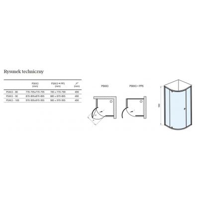 Kabina prysznicowa 90x90 cm półokrągła biały mat/szkło przezroczyste 37677101Z1 Ravak Pivot