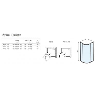Kabina prysznicowa półokrągła 100x100 cm aluminium 376AAC00Z1 Ravak Pivot