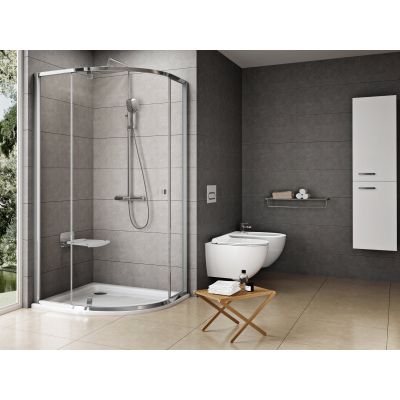 Kabina prysznicowa półokrągła 100x100 cm aluminium 376AAC00Z1 Ravak Pivot