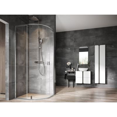 Kabina prysznicowa 90x90 cm półokrągła srebrny połysk/szkło przezroczyste 3O677C00Z1 Ravak Nexty