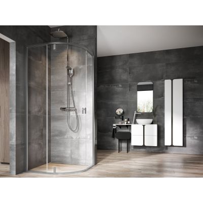 Kabina prysznicowa 90x90 cm półokrągła satyna mat/szkło przezroczyste 3O677U00Z1 Ravak Nexty