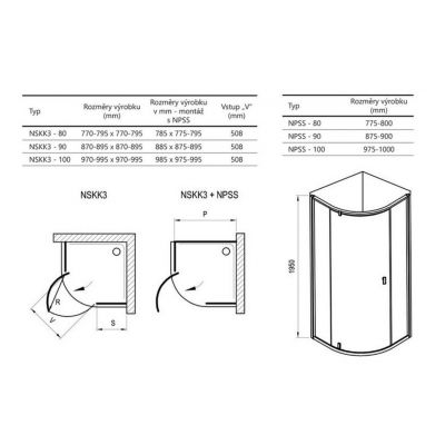 Kabina prysznicowa 90x90 cm półokrągła satyna mat/szkło przezroczyste 3O677U00Z1 Ravak Nexty