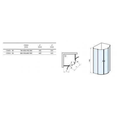 Kabina prysznicowa 80x80 cm półokrągła aluminium połysk/szkło przezroczyste 3Q140C00Z1 Ravak Chrome