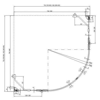 Kabina prysznicowa 90x90 cm półokrągła chrom połysk/szkło przezroczyste 3S277A00Y1 Ravak SmartLine
