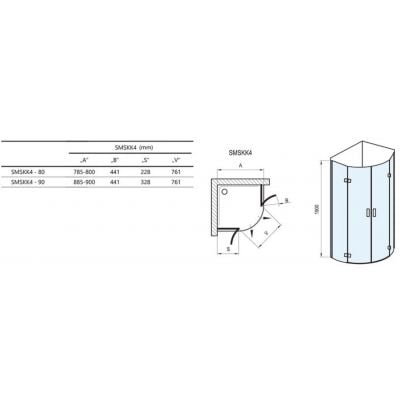 Kabina prysznicowa 90x90 cm półokrągła chrom połysk/szkło przezroczyste 3S277A00Y1 Ravak SmartLine