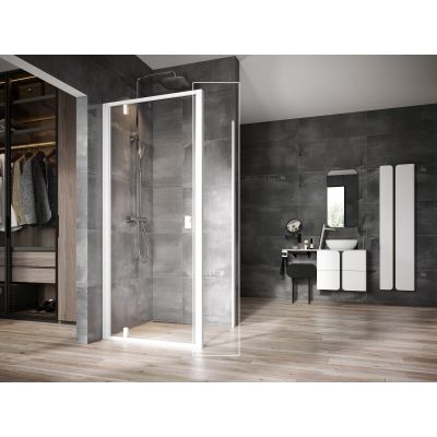 Ścianka prysznicowa 80 cm biały mat/szkło przezroczyste 94O40E00Z1 Ravak Nexty
