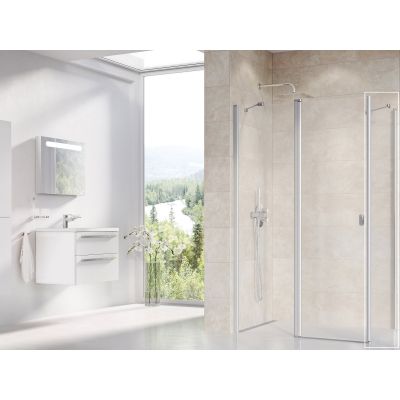 Ścianka prysznicowa 80 cm satyna mat/szkło przezroczyste 9QV40U00Z1 Ravak Chrome