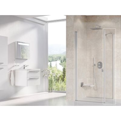 Ścianka prysznicowa 90 cm satyna mat/szkło przezroczyste 9QV70U00Z1 Ravak Chrome