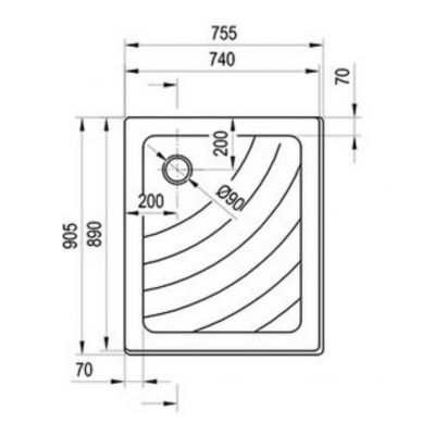 Brodzik prostokątny 90x75 cm biały A003701320 Ravak Aneta