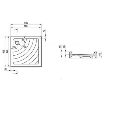 Brodzik kwadratowy 90.5x90.5 cm biały A007701120 Ravak Angela