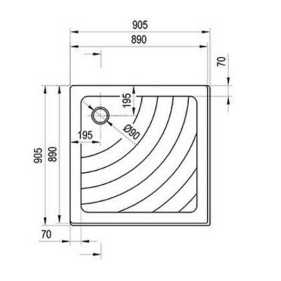 Brodzik kwadratowy 90.5x90.5 cm biały A007701320 Ravak Angela