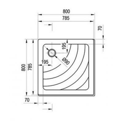 Brodzik kwadratowy 80x80 cm biały A014401220 Ravak Angela