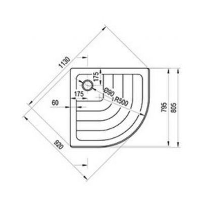 Brodzik półokrągły 90x90 cm biały A217001220 Ravak Ronda