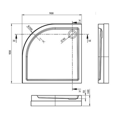 Brodzik półokrągły 90x90 cm biały GPX2240132 Ravak Ronda