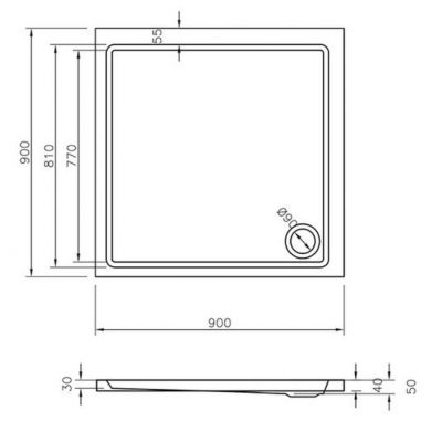 Brodzik kwadratowy 90x90 cm biały GPX2240134 Ravak Angela