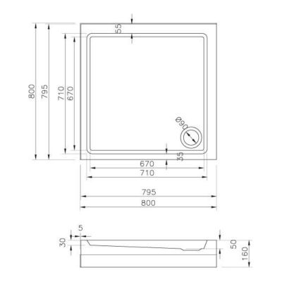 Brodzik kwadratowy 90x90 cm biały GPX2240135 Ravak Angela
