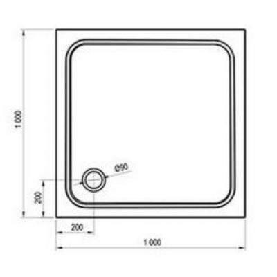 Brodzik kwadratowy 100x100 cm biały XA04AA01010 Ravak Perseus Pro
