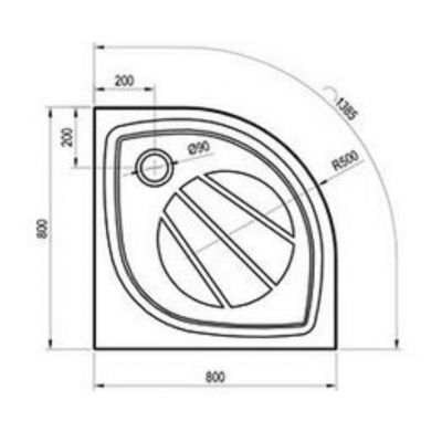Brodzik półokrągły 80x80 cm biały XA234401010 Ravak Elipso Pro