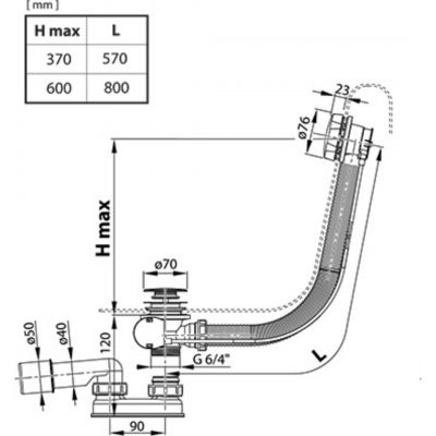 Ravak X01305 syfon do wanny chrom