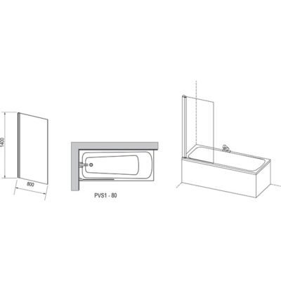 Parawan nawannowy jednoczęściowy 79840300Z1 Ravak Pivot