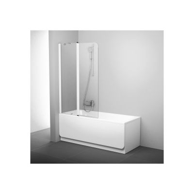 Parawan nawannowy 100 cm 2-częściowy biały połysk/szkło przezroczyste 7QLA0100Z1 Ravak Chrome