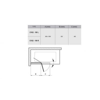 Parawan nawannowy 100 cm 2-częściowy biały połysk/szkło przezroczyste 7QLA0100Z1 Ravak Chrome