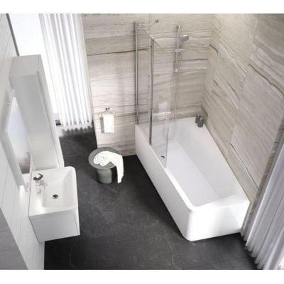 Parawan nawannowy 100 cm 2-częściowy aluminium połysk/szkło przezroczyste 7QLA0C03Z1 Ravak 10°