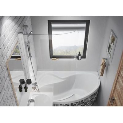 Parawan nawannowy 85 cm 1-częściowy aluminium połysk/szkło przezroczyste 7QLM0C00Y1 Ravak Rosa