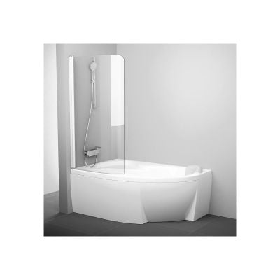 Parawan nawannowy 100 cm 1-częściowy biały połysk/szkło przezroczyste 7QLS0100Y1 Ravak Rosa