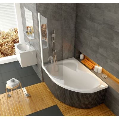 Parawan nawannowy 100 cm 1-częściowy biały połysk/szkło przezroczyste 7QLS0100Y1 Ravak Rosa