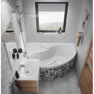 Parawan nawannowy 100 cm 1-częściowy biały połysk/szkło przezroczyste 7QLS0100Y1 Ravak Rosa