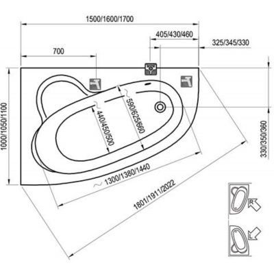 Wanna narożna 160x100 cm lewa biała C461000000 Ravak Asymmetric