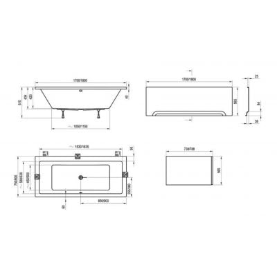 Wanna prostokątna 170x75 cm biała C691000000 Ravak Formy 01