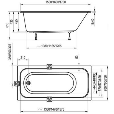 Wanna prostokątna 160x70 cm biała C731000000 Ravak Chrome