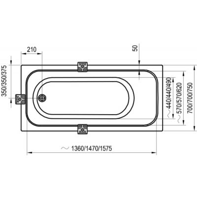 Wanna prostokątna 170x75 cm biały C741300000 Ravak Chrome