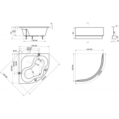 Wanna narożna 150x150 cm lewostronna biały CG01000000 Ravak Gentiana