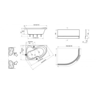 Wanna narożna 160x105 cm prawa biała CL21000000 Ravak Rosa II
