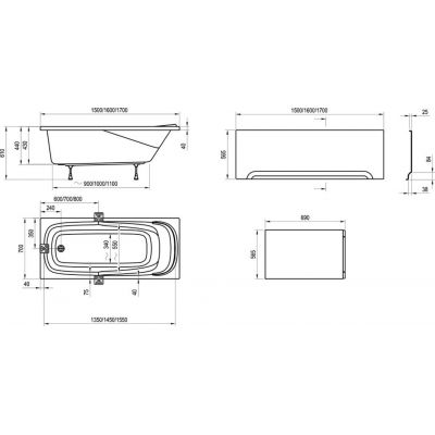 Wanna prostokątna 150x70 cm CO11000000 Ravak Vanda II