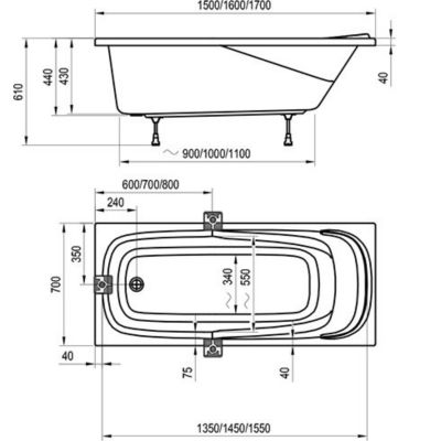 Wanna prostokątna 160x70 cm CP11000000 Ravak Vanda II